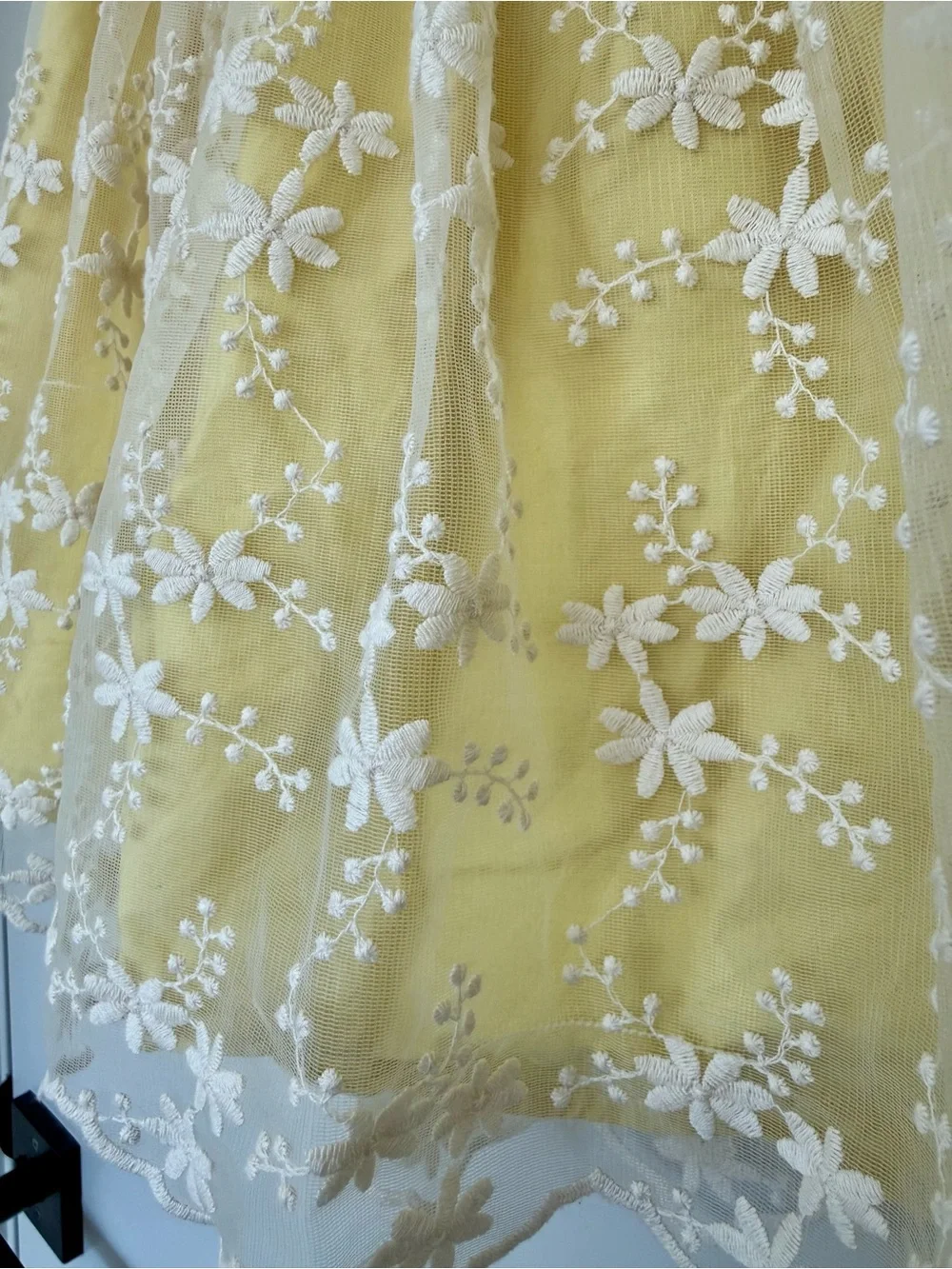 Gymboree Sleeveless Yellow Dress with Floral Lace Overlay and Scalloped Hem